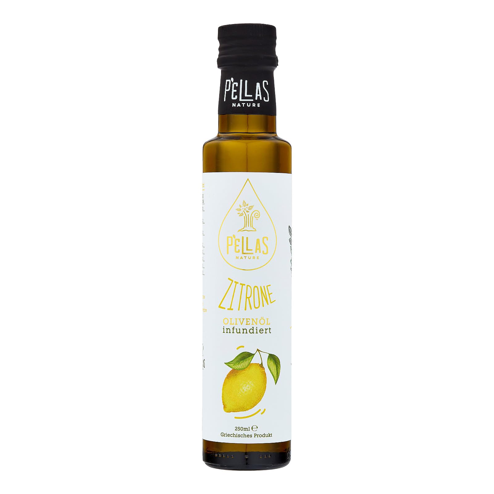 Pellas Nature Huile d'Olive Extra Vierge au Citron - Huile d'Olive Pressée à Froid, Produit Primé de Grèce, OK-Kosher, Sans Additifs, Bouteille de 250ml - 1