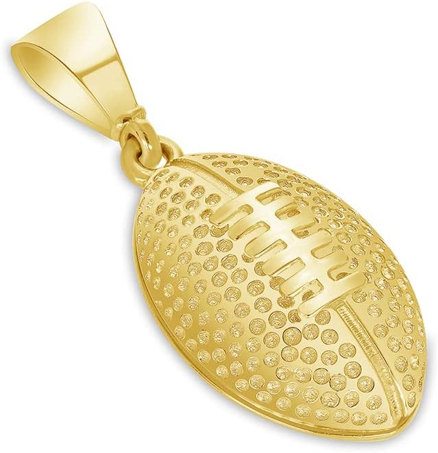 14k Yellow Gold American Football Charm Small Sports Ball Pendant - Image 2