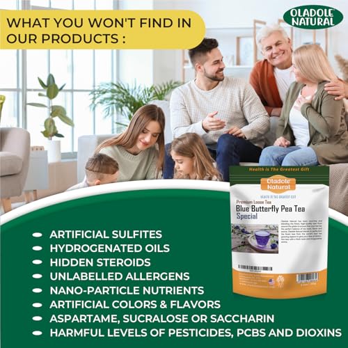 Oladole Natural Blue Butterfly Pea Tea - 100g | Herbal tea - Enhance Skin Health, Uplift Mood, Detoxifier, Anti-Aging, Nourishing & Balancing, Antioxidant, Hair Health | 100% Pure & Natural