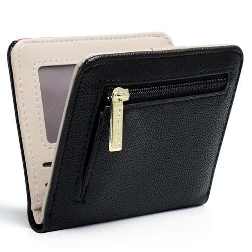 Damen Geldbeutel Klein mit RFID-Schutz, Mini Portemonnaie aus Weichem PU-Leder, Stylisches Design mit Druck, leicht & praktisch für Alltag und Reise - Orange Pocket