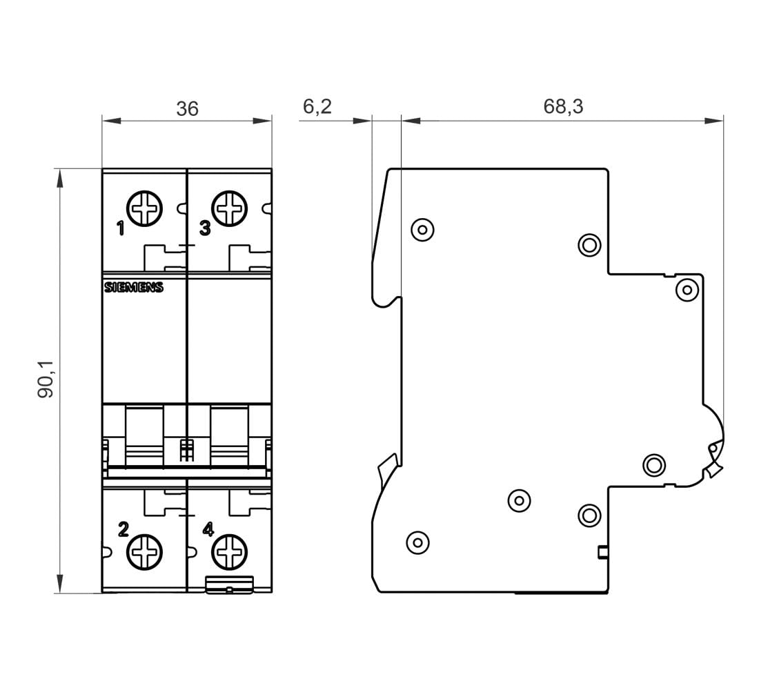Siemens 5sl6 - Automatyczna magnetotermiczna 400v 6ka 2-biegunowa c 13a