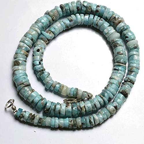 Larimar naturel en grandes perles lisses pour collier de créateur haut de gamme