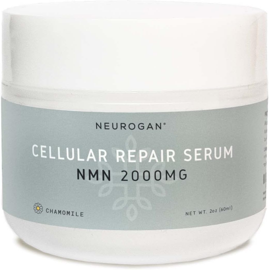 Neurogan Anti Aging Cream, NMN Nicotinamide Mononucleotide 2000mg Vegan Midnight Recovery Night Face Serum for Women, Vitamin E Facial Serum, Wrinkle Repair NAD Booster Skincare, Chamomile, 2 oz