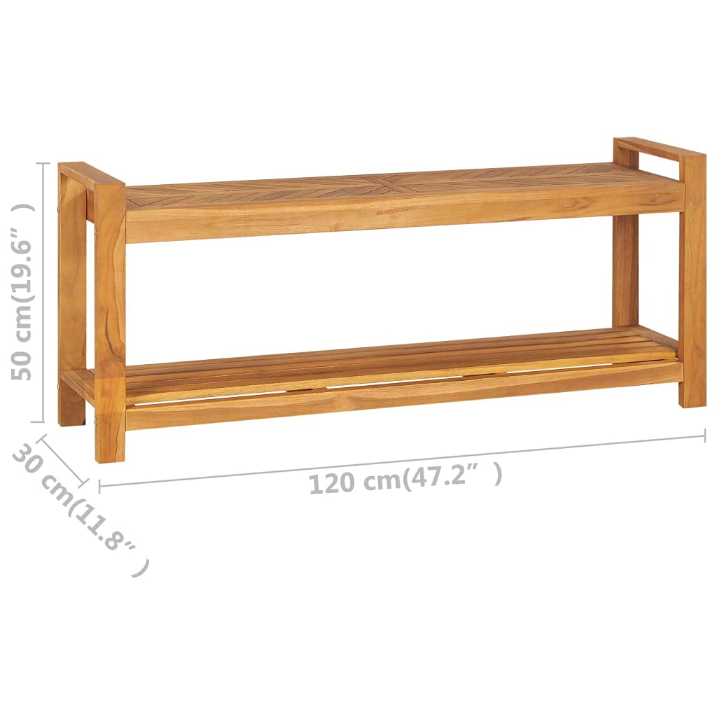 Banco 120 cm Madera maciza de teca con base para interior y exterior