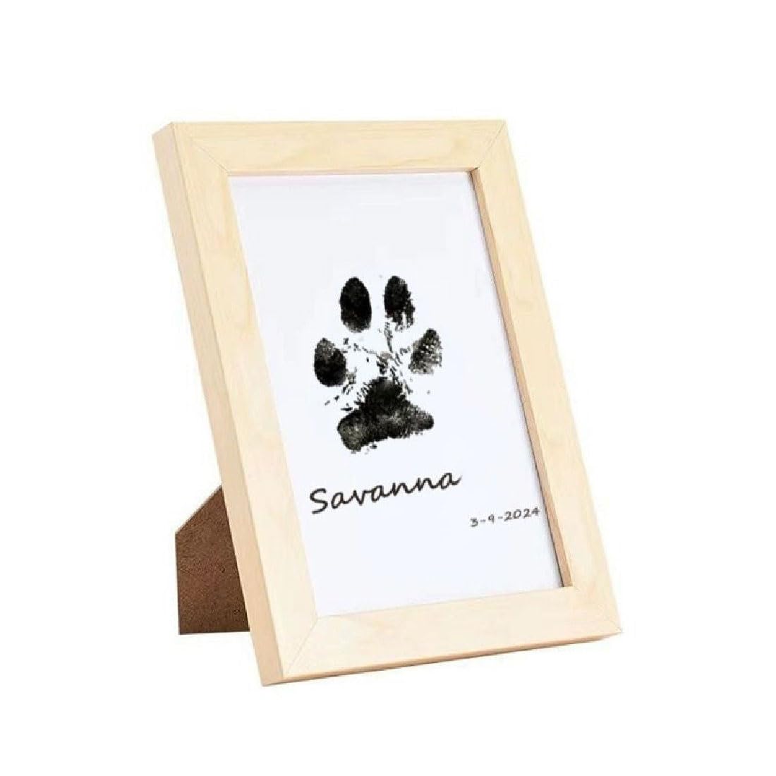Pet Paw Printing Kit, Paw Print Kit for Dogs Cats, Pet Memorial Pawprint Stamp Pads with Photo Frames, Ink Pads for Dog, Dog Paw Print Kit, Paws Pawprint Keepsake Kit, Pet Memorial Gifts (Wood)