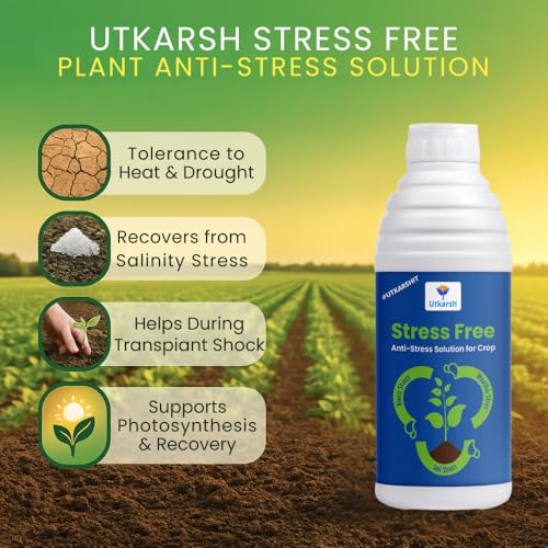 Image of Utkarsh Stress Free - Humic acid, Fulvic acid & Amino Acid Seaweed Extract based Biostimulant, Stimulates Flowering & Fruit Setting, Promotes Vigorous Root & Shoot Growth | 10 Ltr; Pack of 2 of 5 Ltr