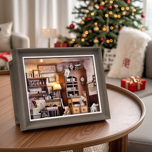 Book Nook Kit - 3D Wooden Puzzle with LED Switch Control & Wall-Mountable Frame,DIY Miniature House for Beginners,Bookshelf/Tabletop/Wall Decor for Craft Lovers,Dollhouse Gift (Lily Sewing Shop) - image 8