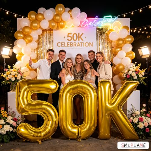 Image of 40 Inch Gold Number 50 Balloons, 50th Birthday Party Decorations