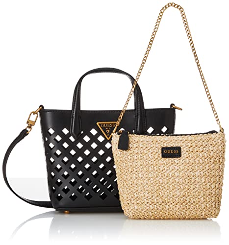 Guess Womens Aqua Mini Tote Crossbody, Black, One Size Us #TOP5