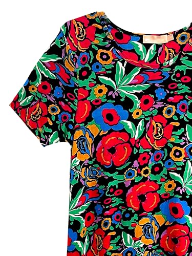 Image of LA CERA Women's Cotton Sun Dresses A-Line with Scoop Neck, Short Sleeves, Side Pockets, Floral Patterns, Machine Wash