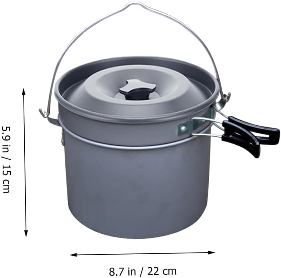 1set Multifunctional Non-Stick Camping Cookware Pot Set for Outdoor Cooking Lightweight Aluminum Cookware for Hiking Backpacking and Picnic Use