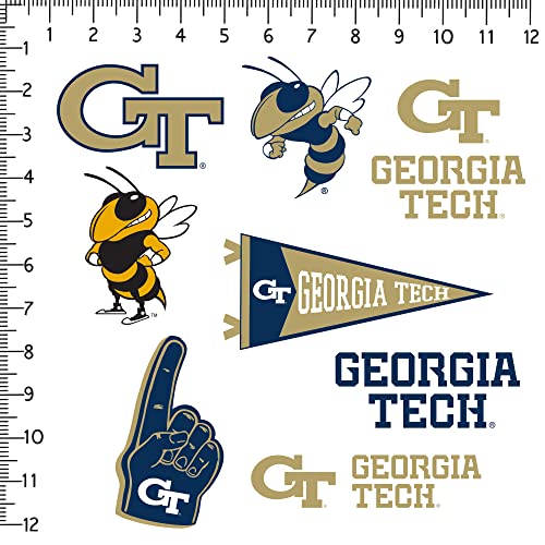 Image of Georgia TECH 8ct Vinyl Large Deluxe Stickers Variety Pack - Laptop, Water Bottle, Scrapbooking, Tablet, Skateboard, Indoor /Outdoor - Set of 8