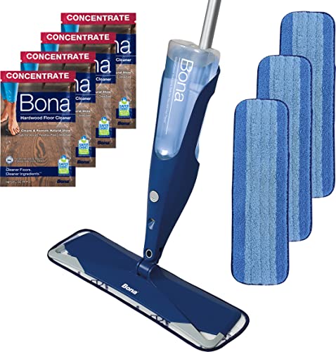 Bona Premium Spray Mop With Bona Hardwood Floor Cleaner Concentrate & Bona Microfiber Cleaning Pad, For Hardwood And Hard-Surface Floors, 3 Pack & Bona Hardwood Floor Cleaner Concentrate #TOP10