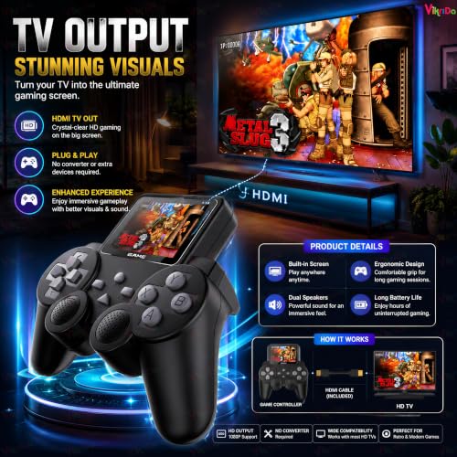 Image of VikriDA S10 Handheld Gaming Console for Kids & Adults | 520 Built-in Classic Retro Games | Portable Rechargeable Mini Video Game Player with TV Output | Arcade Game Box Toy Gift for Boys