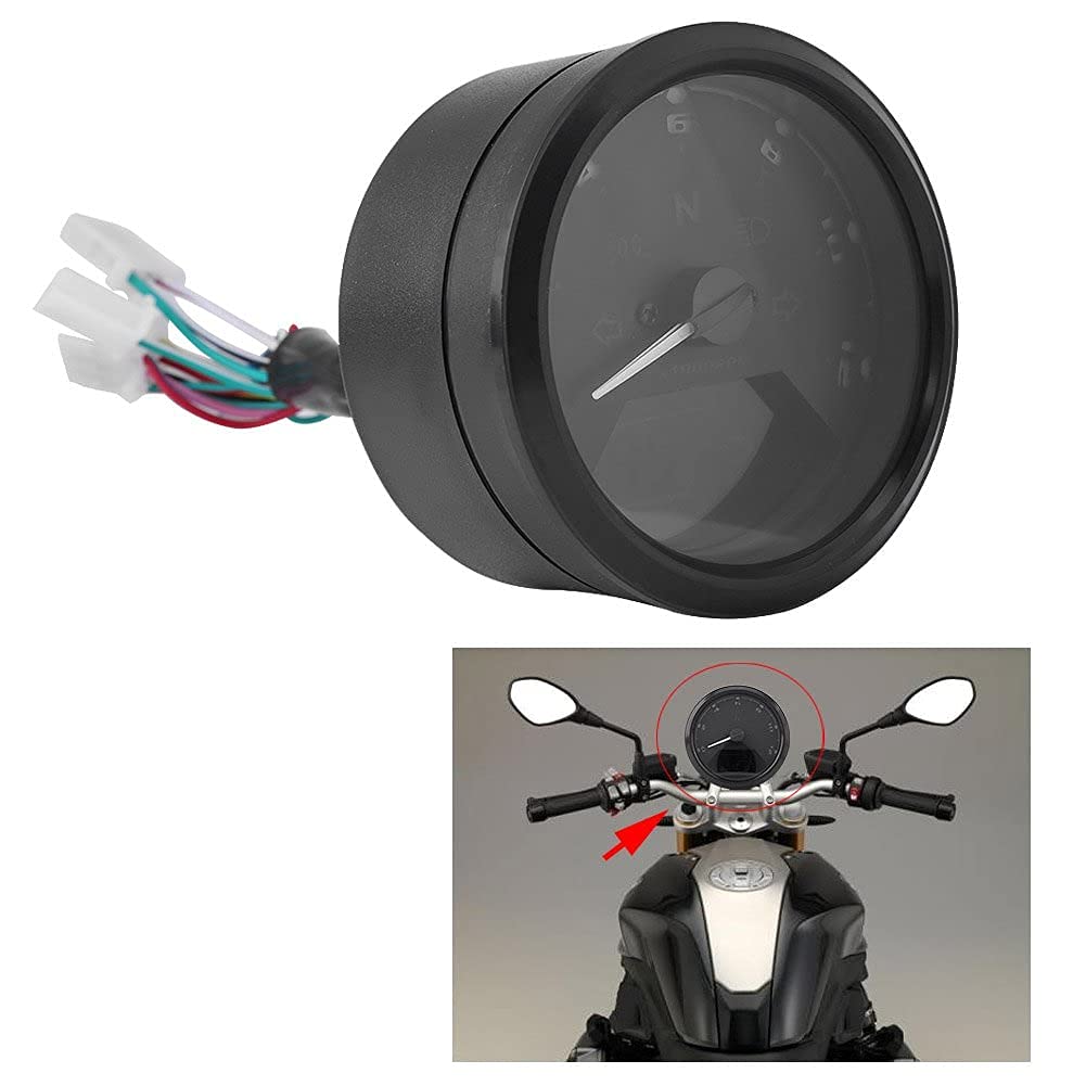 Aramox Compteur de Vitesse Numérique LCD 12000RPM, Tachymètre Odomètre pour Moto Scooter ATV, 12V DC, Noir, 93mm Diamètre, Affichage 0-199km/h