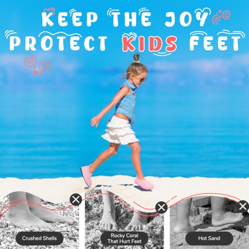 Image of Kids Boys Girls Swim Water Shoes, Toddler Kids Swim Water Shoes Non-Slip Quick Dry Beach Shoes,Barefoot Sports Shoes Aqua Socks for Beach Outdoor Sports