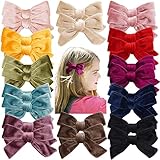 BBGifts 4 inch Velvet Hair Bows Clips, 24pcs Toddler Girls Hair Bows Full Lined Alligator Clip Acces