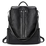 BROMEN Women Backpack Purse Leather Anti-theft Travel Backpack Fashion Shoulder Handbag Black
