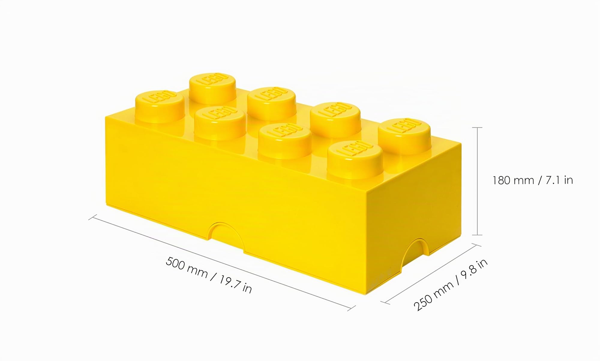 LEGO Aufbewahrungsstein, 8 Noppen, Stapelbare Aufbewahrungsbox, 12 l, gelb