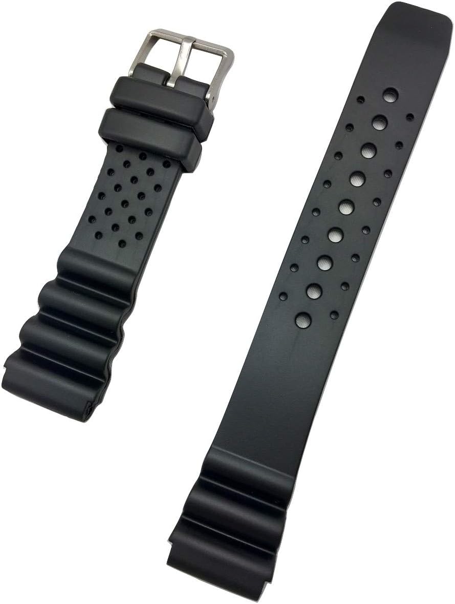 NewLife 20mm Black Rubber PVC Material Watchband | Thick and Durable Replacement Watchstrap that brings to Any Watch for Men and Women