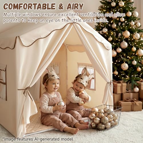 Kids Play Tent with Double Door Children's Playhouse Castle Tents - Beige by Sherilyn - Used condition - Image 7