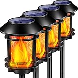 TomCare Solar Lights Outdoor Solar Tiki Torches with Flickering Flame Waterproof Solar Powered Garden Lights Decorative Outdoor Lighting Landscape Decorations for Garden Yard Patio Pathway, 4 Pack