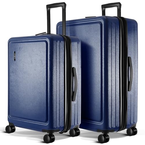 Image of Luggage Sets 3 Piece, 24 Inch Suitcase and 28 Inch Luggage with Spinner Wheels, Durable Hard Shell Suitcase Set, Expandable Travel Suitcases with Wheels, Navy