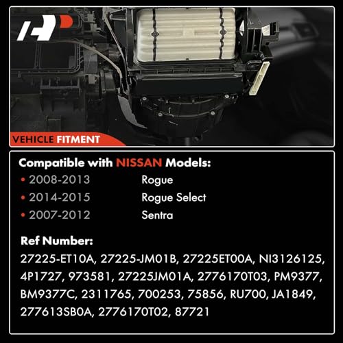 Image of A-Premium HVAC Heater Blower Motor and Resistor Assembly Compatible with Nissan Rogue 2008-2013, Rogue Select 2014-2015, Sentra 2007-2012
