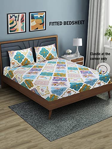 Image of Super Soft All Round (Elastic Fitted) Single Bed Bedsheet with 1 Pillow Cover- 4 Feet x 6 Feet - 48 Inches x 72 Inches x 6 Inches-Single