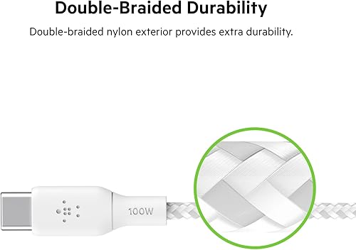 Miniatura 4 de Belkin BoostCharge - Cable de alimentación USB-C a USB-C (6.6 pies), cable de carga rápida con entrega de energía de 100 W, certificado USB-IF,