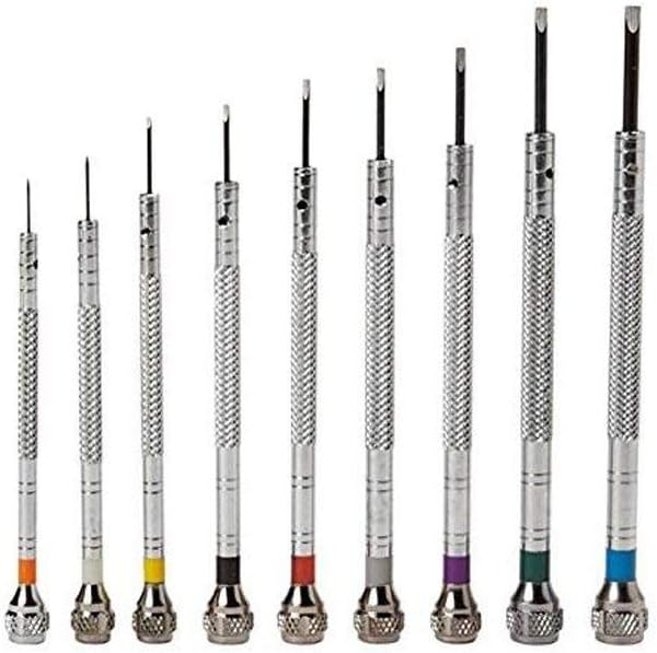 New 9 pcs Precision Watch Flat Blade Slotted Screwdriver Set Watchmakers Tools