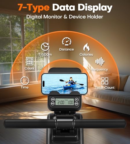 Rowing Machine(2025), CHAOKE Magnetic Rowing Machines for Home 350 LB Weight Capacity, 16 Levels Resistance Row Machine with Dual Slide Rail Space-Saving Vertical Storage, Easy Assembly - Image 5