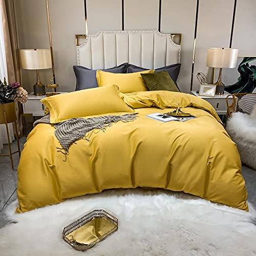 Juego de ropa de cama con funda,100 algodón de fibra larga, cuatro piezas, alta densidad, edredón de alta densidad, color sólido simple, agradable para la piel, ropa de cama de algodón puro, ropa de