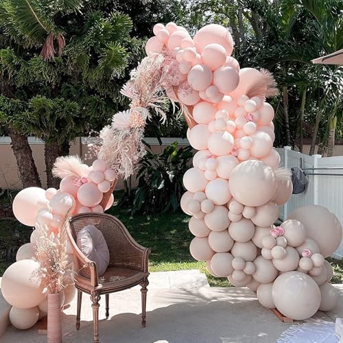 Image of PartyWoo Beige Balloons 140pcs Different Sizes of 18 12 10 5 Inch Boho Cream Ivory Neutral Balloon Arch Kit Garland for Wedding Bridal Graduation Baby Shower Birthday Party Decorations White-F60