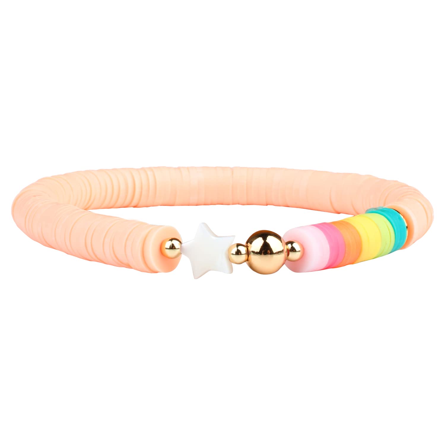 KELITCH Braccialetti Dell'Amicizia Multicolore Braccialetti Fatti A Mano Con Perline Heishi Bracciali Elasticizzati Gioielli Da Spiaggia Alla Moda (6O