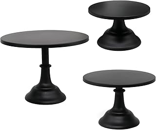 3-Set Cake Stand, Round Metal Cupcake Holder for Baby Shower Wedding Birthday Parties Celebration Party Serving Platter, Black