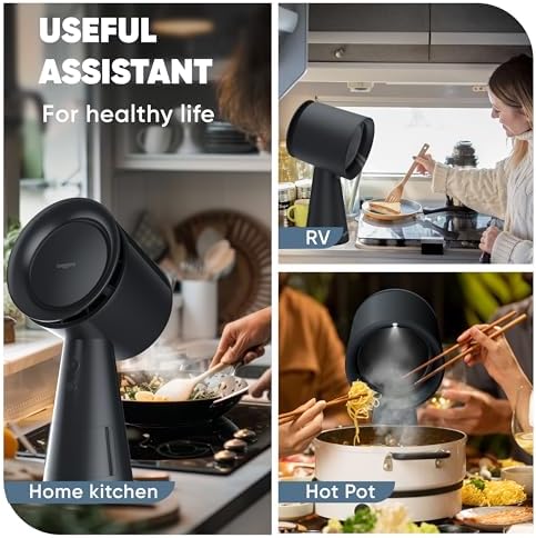 BREETEE Portable Range Hood Kitchen–5-Layer Filter Compact Desktop Exhaust Fan, Powerful 3-Speed Smoke Removal, Low Noise Countertop Range Hood, Oil Cup, for Apartments, Dorm, RV, Indoor BBQ – Black - 3