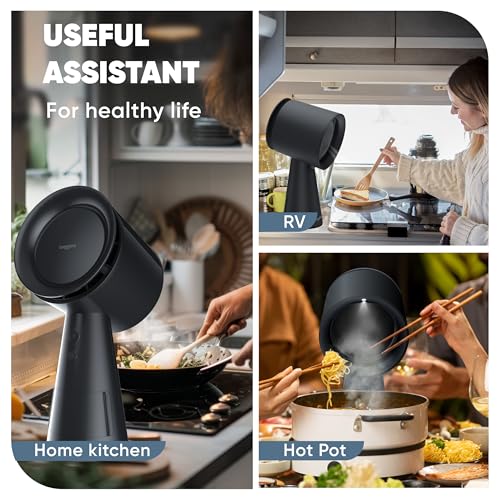 Image of BREETEE Portable Range Hood Kitchen-5-Layer Filter Compact Desktop Exhaust Fan, Powerful 3-Speed Smoke Removal, Low Noise Countertop Range Hood, Oil Cup, for Apartments, Dorm, RV, Indoor BBQ - Black