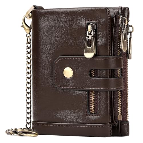 gzcz Mens Wallet with Chain RFID Blocking Genuine Leather Bifold Purse for Men with ID...