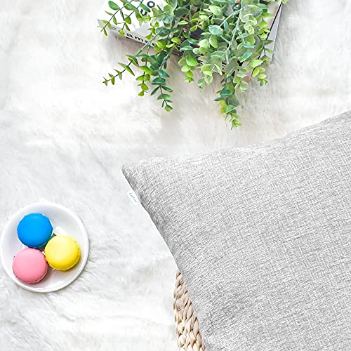 Image of CaliTime Pack of 2 Cozy Throw Pillow Covers Cases for Couch Sofa Home Decoration Solid Dyed Soft Chenille 12 X 12 Inches Moonbeam Gray