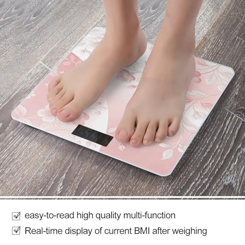 Báscula digital rosa y blanca para cuerpo, con pantalla LCD grande miniatura 5