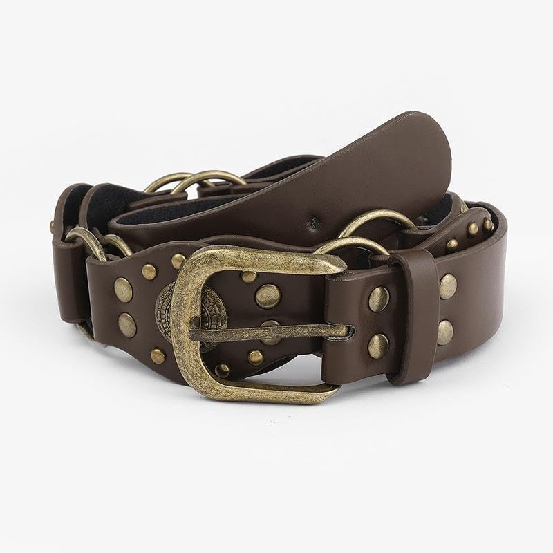Western Rivet Concho Chain Waist Belt for Women Vintage Cowgirl Belt for Jeans Pants Dresses (for 26-36''Waist)2