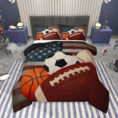 Image of Feelyou Boys Sports Comforter Set Full Size for Kids Boys Girls