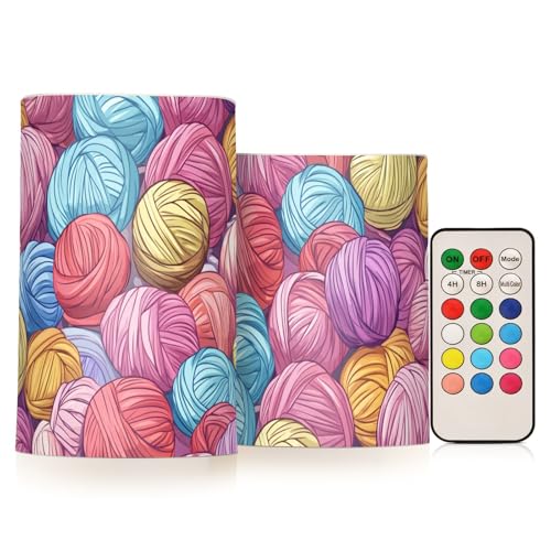 Palline di filato colorate decorative tremolanti a batteria led senza fiamma candele elettroniche antivento con timer per la notte del Ringraziamento Funzionamento a batteria