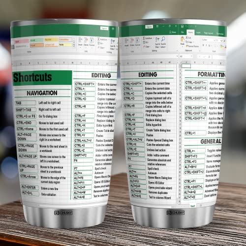 Bechusky Excel Tumbler Group Excel Shortcut Tumbler Excel Cheat Sheet Travel Spreadsheet Accounting Student Senior Accountant Cpa Gift For Coworker Colleague Friend On Birthday Anniversary Christmas #TOP2