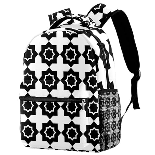 Sac à dos géométrique carré répétitif noir et blanc style graphique