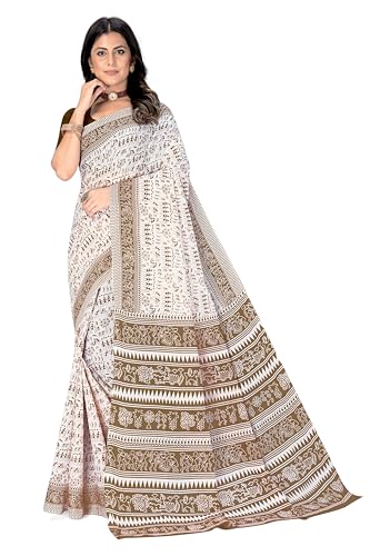 Image of TAMAIRA FASHION Mulmul Pure Cotton Saree For Woman Warli Printed|Office Wear Daily Wear Sarees For Women Without Blouse Piece(Available in 19 Colours)