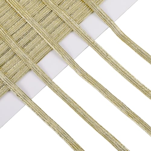GORGECRAFT 20 m de Bande Élastique Plate Dorée à Paillettes Métalliques 5mm Ruban Élastique Tricoté pour Couture Artisanat Jupe Ceinture Confection de...