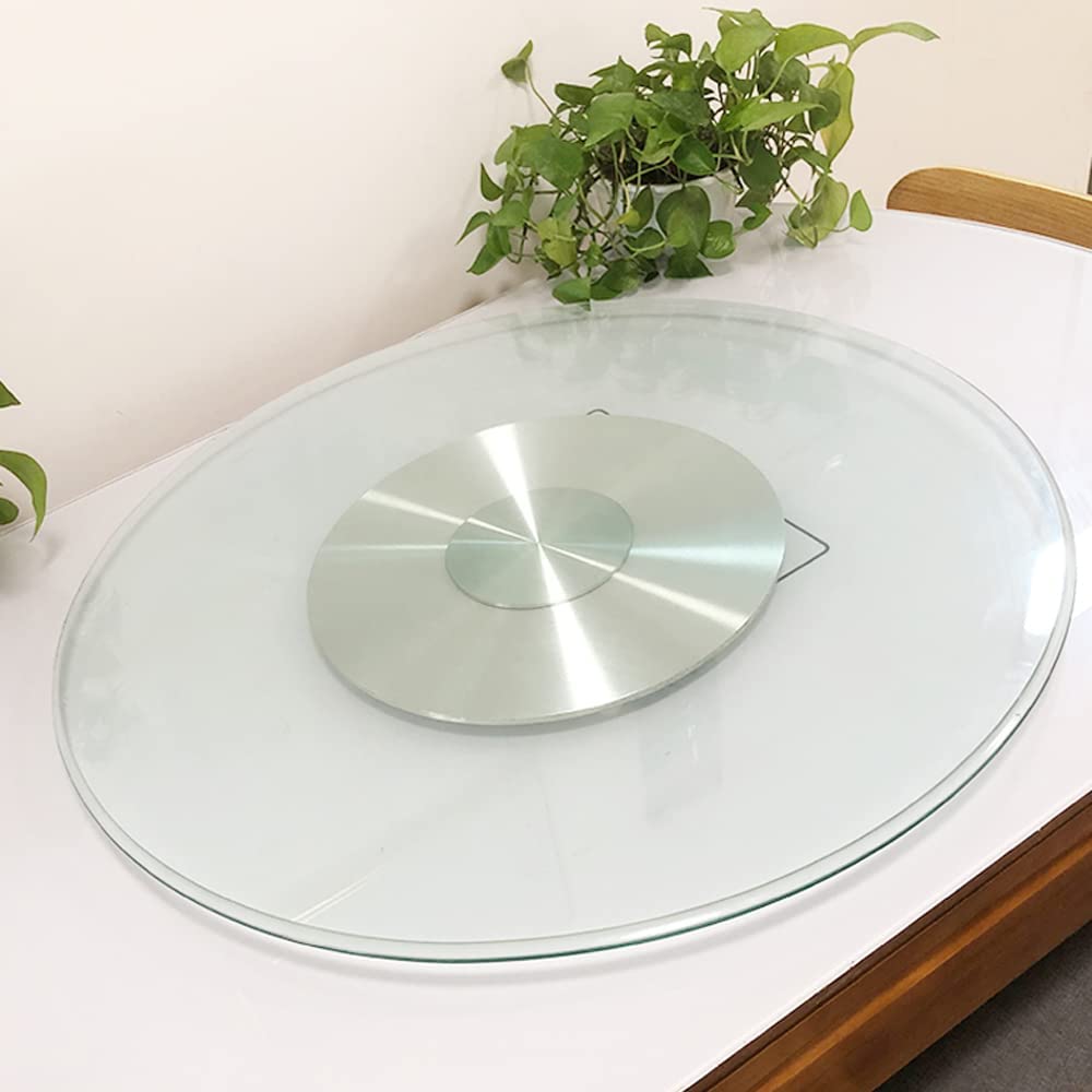 Plateau tournant rond en verre trempé de 70 cm avec base en métal et ne s'incline pas facilement