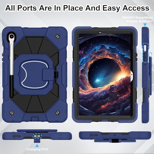 Image of WESOROL Case for Samsung Galaxy Tab S10 Lite /S10 FE /S9 FE 10.9 Inch Galaxy Tab S9 11 Inch,Shockproof Cover for Samsung S9 FE Tablet Case with Screen Protector Rotate Stand Pen Holder,Navy Black